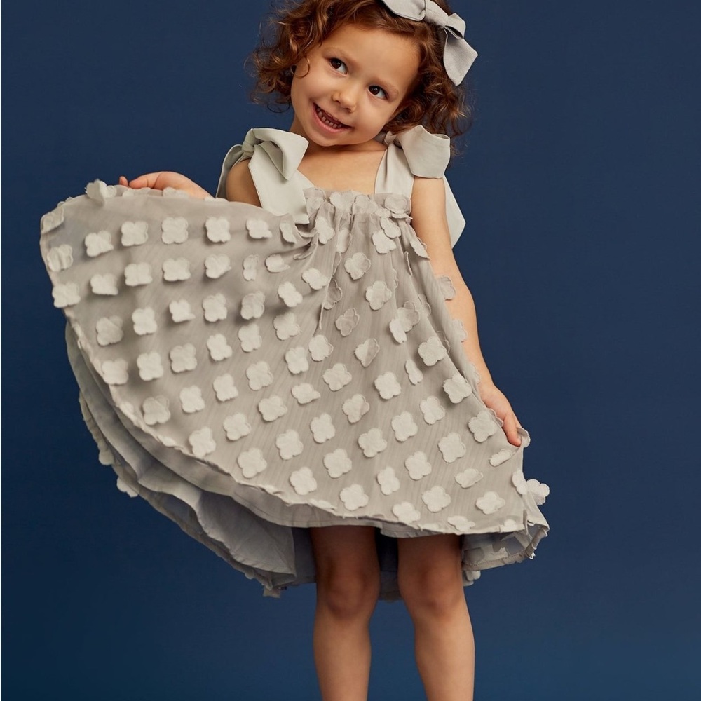 Elegant Gray Sundress with tie bow straps